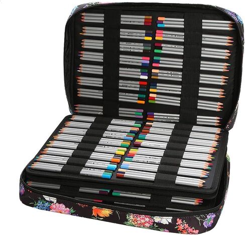Lbxgap Portable Colored Pencil Case 480 Slots Pencil Case or 320 Gel Pen Case Large Capacity Pencil Organizer with Handle Strap Handy Colored Pencil Box for Artist in Kuwait