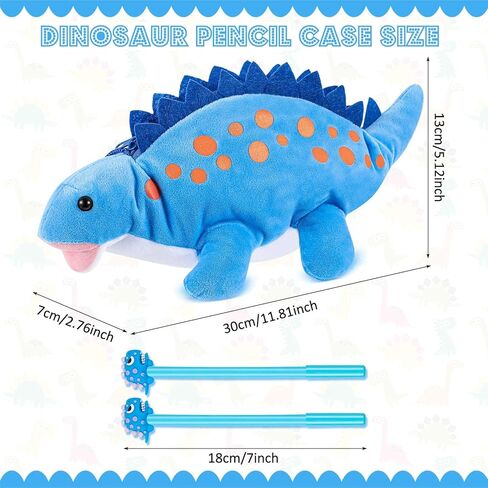Pencil Pouch for Kids 3D Plush Animal Dinosaur Pencil Case with 2 Pcs Fun Pencils Soft Stationery Storage Pen Bag for Girls and Boys Back to School Supplies(Blue,Dinosaur) in Saudi Arabia