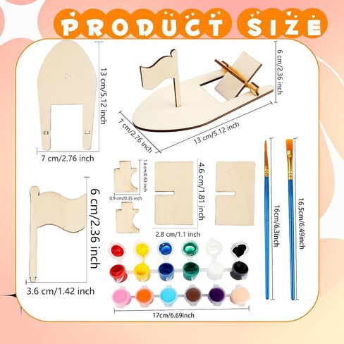 Haconba 24 PCS DIY Wooden Sailwat غير مكتمل القوارب الخشبية الخشبية الحرفة الشراعية للطلاء للأنشطة الحرفية للعائلة المدرسية DIY in Kuwait