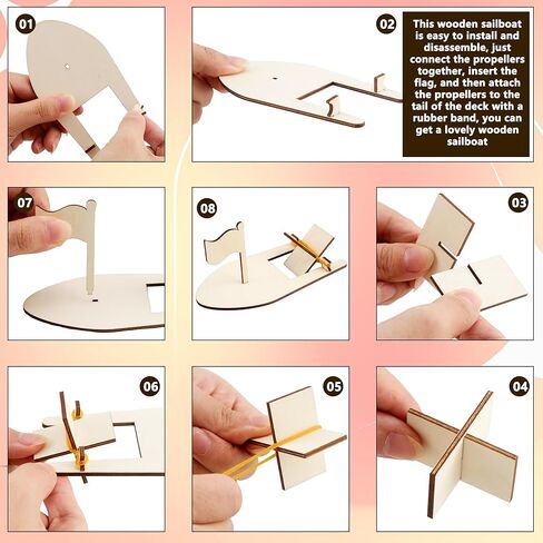 Haconba 24 PCS DIY Wooden Sailwat غير مكتمل القوارب الخشبية الخشبية الحرفة الشراعية للطلاء للأنشطة الحرفية للعائلة المدرسية DIY in Kuwait