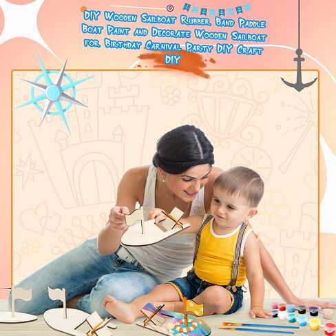 Haconba 24 PCS DIY Wooden Sailwat غير مكتمل القوارب الخشبية الخشبية الحرفة الشراعية للطلاء للأنشطة الحرفية للعائلة المدرسية DIY in Kuwait