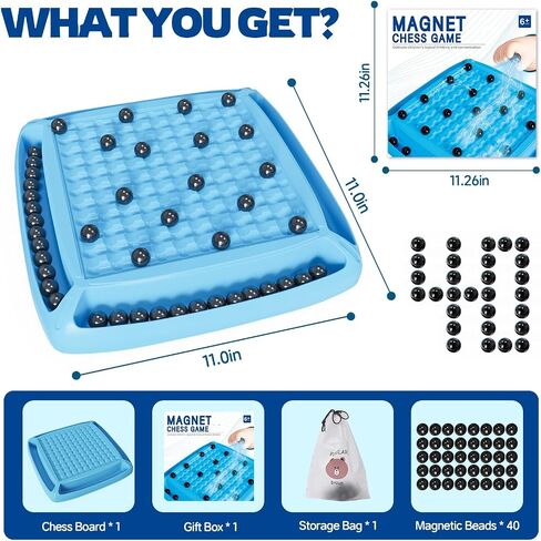 Magnetic Game Chess, Magnet Chess Fun Family Games for Kids and Adults, Magnet Game with 40Pcs Magnet Game, Table Top Board Game for Game Night 2-4 Players in Saudi Arabia