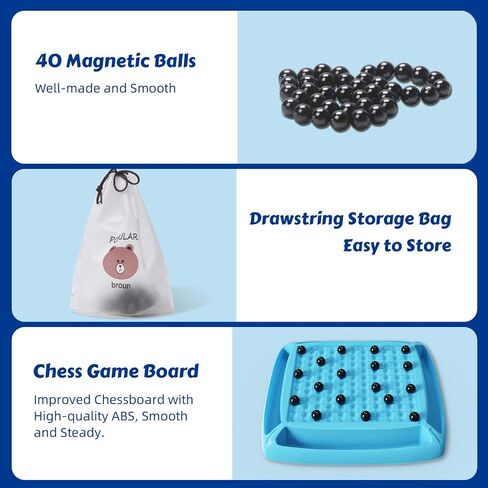 Magnetic Game Chess, Magnet Chess Fun Family Games for Kids and Adults, Magnet Game with 40Pcs Magnet Game, Table Top Board Game for Game Night 2-4 Players in Saudi Arabia