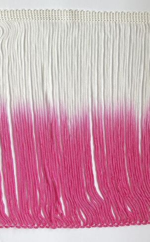 2 Yards of 7" Ombre Tie Dye Multicolor Chainette Fringe Loop Tassel Fringe- White Fuchsia Dark Pink Shades in Saudi Arabia