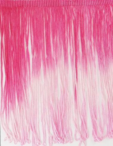 2 Yards of 7" Ombre Tie Dye Multicolor Chainette Fringe Loop Tassel Fringe- White Fuchsia Dark Pink Shades in Saudi Arabia