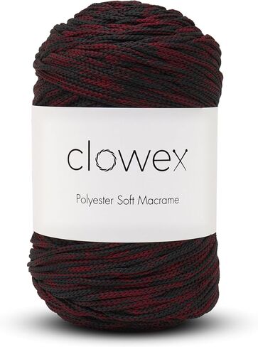 Clowex Polyester Soft Macrame Cord 2.5-3mm ، 191 ياردة × 1/9 INC حبل البوليستر التركي ، خيوط Macrame مضفر لـ DIY ، شماعات النبات ، شنق الجدار ، حقيبة Macrame in Kuwait
