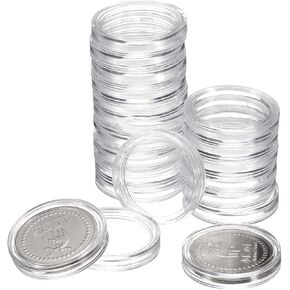uxcell 20 Pcs 21mm Silver Dollar Coin Holders, Plastic Coin Capsule Covers Acrylic Clear Round Coin Collection Supplies Container for Silver Coin Protectors or NFC Tag
