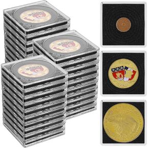 50 PCS قابلة للتعديل قابلة للتعديل من حالات جمع العملة المعدنية مع إسفنج 2 × 2 بوصة حامل العملة عملة نقالة SNAP