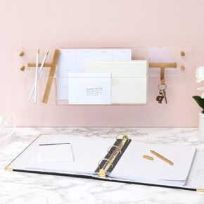 russell + hazel Acrylic Rail Bundle, Office Accessories, Includes Acrylic Rail, Wall Valet, Wall Pencil Bloc and More