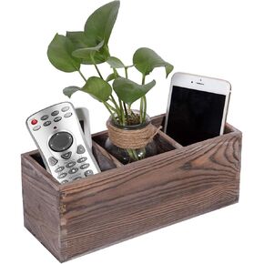 Wooden Remote Control Holder,Caddy,Organizer,Desktop Storage with 3 Compartments,Multiuse for Store TV Remotes,Game Console,Phones,Pens,Pencils,Office Supplies