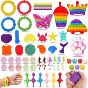 50 Pcs Fidget Toys Pack,Sensory Toy Set Bulk,Sensory Fidget Toys for Kids with Autism,Stress Toys for Kids Autism Calming,Adults Stress Relief Sensory Toys,Relieve Work Anxiety,ADHD Toys Bulk