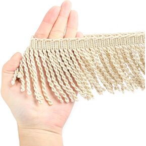 BEL AVENIR Curtain Fringes Bullion Fringe Trim with Blue Ribbon 5.3 Yard x 3 Inches Fabric Trims Sewing DIY Decoration for Curtain Sofa Clothes