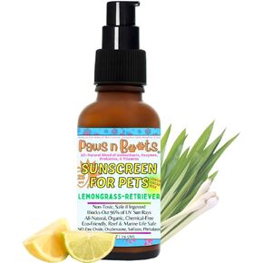 Non-Toxic Sunscreen for Pets, Protective Barrier Cream Non-Toxic Easy to Apply Formula Moisturize & Rejuvinate Cracked Paw Pads, Nose, or Skin. Supports Tissue Growth PawsnBoots Lemongrass