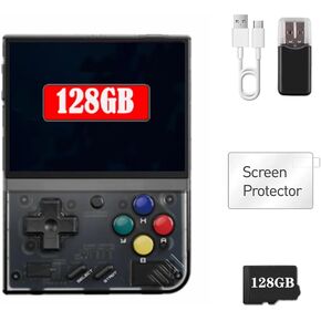 Miyoo Mini Plus 128GB Retro Game Console المحمولة المحمولة المحمولة المحمولة Linux ، 3،5inch IPS Game Console 640*480 Screen Portable Gaming Player Miyoo Mini+ (Black Drapparent)