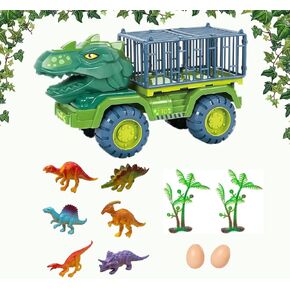 Dinosaur Truck Toys for Kids - Dinosaur Toys for Kids 2-4 - Dinosaur Toys for Kids 3-5 - 6 Dinosaur Figures - Dinosaur Eggs and Tree - Dinosaurs Toys for Boy - Toddler Toy (T-Rex Truck)
