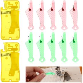 Jeffdad 12Pcs Fish Mouth Sewing Machine Needle Threader, Automatic Sewing Needle Threader Simple Needle Threader Tool Quick Needle Threader Set(3.1cm)