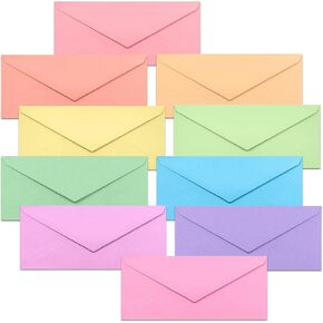 Business Envelopes, 100-Pack #10 Envelopes, 4 1/8 x 9 1/2 Inches, 10 Pastel Colors