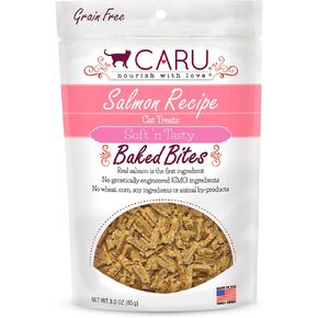 CARU - Soft ‘n Tasty Baked Bites - Salmon Bites Cat Treats - Flavorful All-Natural Treats - 3 oz.