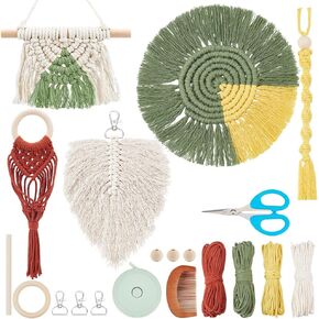ACRNIGHEET DIY Macrame Kit for Adults Beginners with Macrame Supplies DIY Boho Macrame Kit 5 Different Projects Enough Macrame Cord Craft Kits for Adults with Step by Step Video Tutorial Instruction