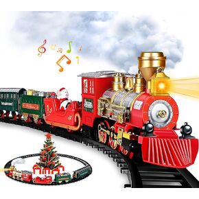 SpringFlower Christmas Train Set, Train Under Christmas Tree, Electric Train Toy for Boys and Girls, Train Toy with Light Smoke and Sound, Christmas Train Gifts for 3 4 5 6 7 8+ Year Old Kids