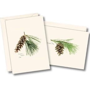 Earth Sky + Water - Pinecone Assortment Notecard Set - 8 Blank Cards with Envelopes (4 Each of 2 Styles)