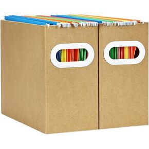 Hanging File Organizer, Cardboard File Folder Organizer for Letter Size, Desk Documents Storage Box, Portable File Folder Holder Boxes for Office, Home, School, Only Box.(2 Packs)