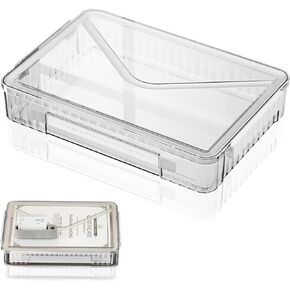Lemical Clear File Box with Lids Portable Project Case for Storage A4 File Folder Box Stackable Storage Containers for Organizing 8.5 X 11 Paper, Magazines, Stamps, Photos, Cards(White)