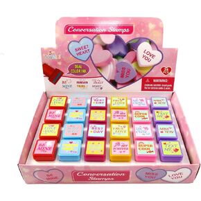 TINYMILLS Valentine's Day Conversation Stamps Set with Dual Color Ink, 24 Pieces Valentine's Day Classroom Exchange Arts Crafts