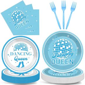 96pcs رقص كوين الحفلات لوازم الرقص لوحات الورق Queen لوحات القابلة للتصرف الأزرق ديسكو أدوات المائدة مجموعة السبعين