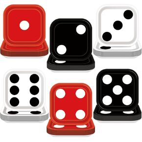 48pcs لوحات الورق الزهر اللوحات الحفلات ألواح المائدة لعبة الكازينو كازينو تحت عنوان الحفلات لحفلات لاس فيجاس تحت عنوان طبق لوحات مربع Dice لزخارف عيد ميلاد لوازم اللوازم لصالح حدث البوكر
