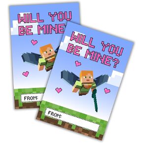 Lashicorn Be Mine Craft Valentine’s Day Cards Class Postcard | 30 pack 4x6"Gamer Legends Game Boys Girly Valentine Cards for School Exchange