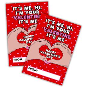 Lashicorn Girl’s Valentine’s Day Class Cards | Hi It’s Me I’m Your Valentine It’s Me | 30 pack 4x6" inches for Kid’s School Pop Country Singer Eras Inspired Galentine’s Day Card Heart Hands