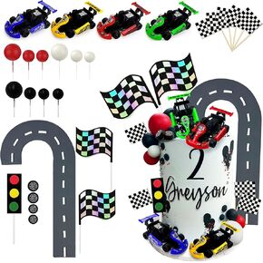 Racing Car Cake Decoration Racing Car Cake Topper Racing Car Birthday Cake Decorations Racing Car Party Favors for Kids Racing Car Theme Birthday Supplies Cars Party Favors