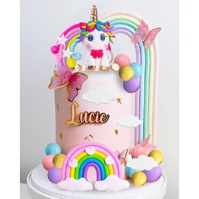 JeVenis Magical Unicorn Cake Topper & Party Favors - Rainbow Birthday Decoration for Girl