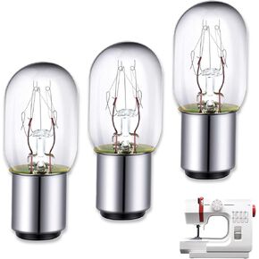 BRBASAP 3 Pieces Sewing Machine Light Bulb 15W 120V Replacement Bulbs for Sewing Machine with Push in Base Bright Incandescent Light for Old Lamps and Machines