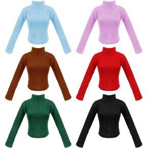 6 Pcs Spring Winter Doll Clothes 11.8 Inch Doll Sweater Outfits Long Sleeve top Clothing for Christmas Birthday Gift(Elegant Color)