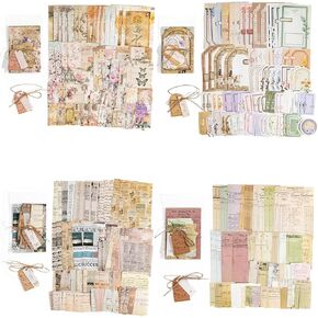 400 Pcs Vintage Floral Scrapbook Paper, Scrap Booking Supples Kit for Adults, Junk Journal Supplies Clearance Decorative Craft Paper Pack for Bullet Journaling, Junk Journal, Retro Craft