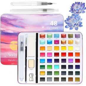 2025 New Watercolor Paint Set, Metal Watercolor Painting Set. 36 Pigments And 12 Metallic Luster, A Total Of 48 Colors, Suitable For Beginners And Artists
