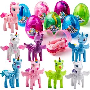 JOYIN 8 Pack Pre Filled 3.5" Easter Egg with Unicorn Deformation Toys, Easter Party Favor for Girls Toddlers Kids Egg Hunt, Basket Stuffers Filler, Classroom Prize Supplies