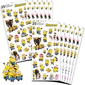 Minions Party Favors for Boys & Girls Bundle ~ 12 Pack Despicable Me Sticker Sheets for Kids Birthday Party Goodie Bags | Despicable Me Minions Party Supplies