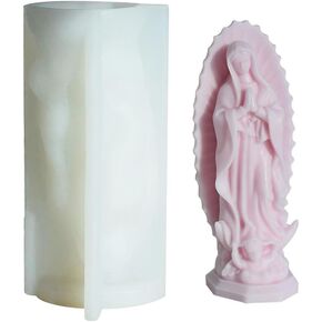 1pc,10 People Religious Virgin Mary Statue Candle Silicone Mold Virgin Mary Candle Mold for Candle Making Supplies Wax Candle Mold for Resin Gypster Epoxy Mold Home Decor