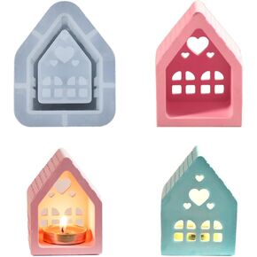 Candlestick Holder Resin Mold,Heart Mold Home House Candle Mold,Small Silicone House Candle Mold for Candle Making,House Silicone Molds Home Decor