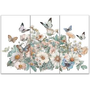 OLYCRAFT 3pcs/Set Light-Colored Flower Rub on Transfers for Furniture and Crafts 6x12 inch Rose Daisy Decor Transfer Stickers Butterfly Rub on Decals for Wood Furniture Scrapbooking Home Decorations
