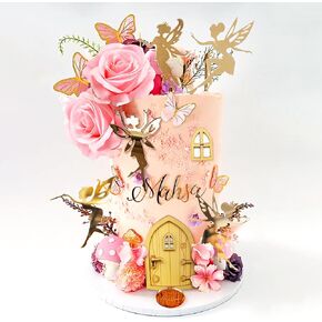 JeVenis Pink Fairy Cake Decoration Mushroom Cake Decoration Fairy Cake Decoration Garden Fairy Cake Decoration Fairy Party Supplies Fairy Party Favors