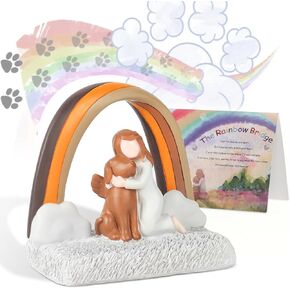 Dog Memorial Gifts for Loss of Dog, Bereavement Gifts Dogs, Rainbow Bridge Dog Memorial Gifts- I'll Meet You at The Rainbow Bridge- Dog Memorial with Sympathy Card
