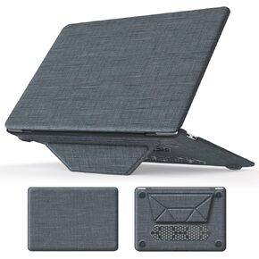 MEEgoodo for MacBook Air 13 inch Case 2021 2020 2019 2018, Kickstand Cover Fit Model A2337 M1 A2179 A1932, Fabric Laptop Hard Shell with TPU Keyboard & Webcam Cover & OTG Adapter,Purple