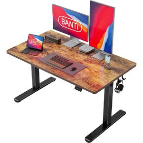 BANTI 48'' Standing Desk, Electric Stand up Height Adjustable Home Office Table, Sit Stand Desk with Splice Board, Rustic Brown