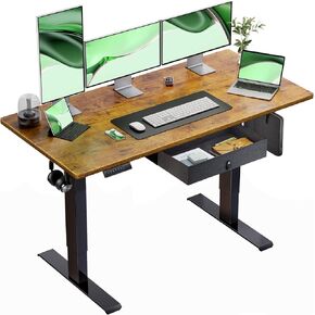 Marsail Standing Desk, 55x24 Inch Adjustable Height Standing Desk with Drawer, Electric Stand up Desk, Sit Stand Home Office Desk, Ergonomic Workstation for Home Office Computer Gaming Desk Rustic