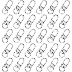 30 Pcs Lobster Claw Clasps for Keychains 360° Swivel Lanyard Snap Hook with Key Rings Swivel Key Chains Rings Connector Swivel Lanyards Snap Hooks for Jewelry Making DIY Crafts Purse Bag