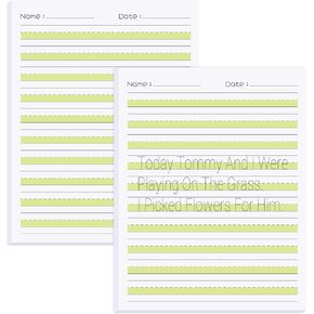 2 Pack Write Beginner Paper Level 1 Highlighted Writing Paper with Lines 8.5" x 11" Practice Handwriting Paper for Kids Proper Letter Positioning, 100 Sheets Each Pack
